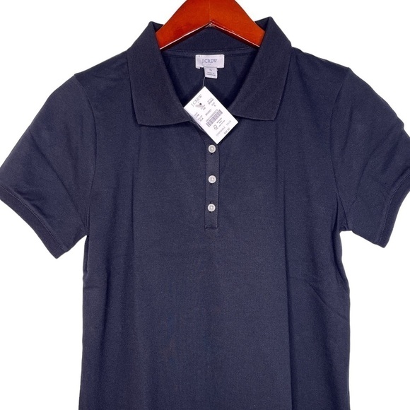 J. CREW Factory NWT Button Neck Pique Polo Top Size Small in Black - Picture 4 of 13